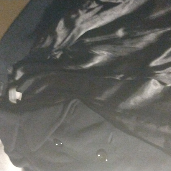 Ann Taylor Mens black trench coat with matching belt size small - Picture 2 of 3